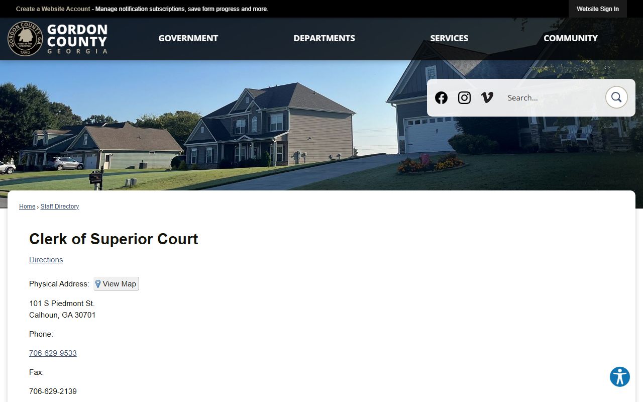 Gordon County Clerk of Superior Court staff directory