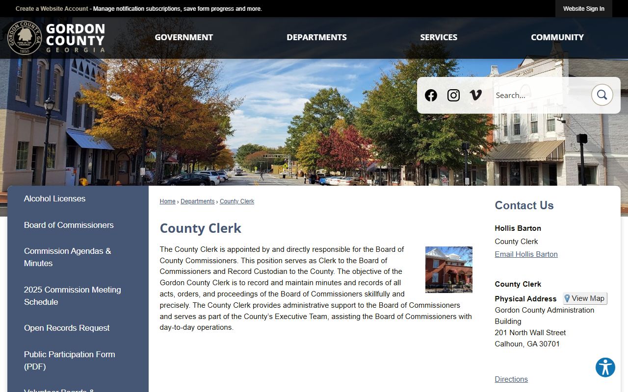 Gordon County Clerk records County Clerk open records custodian