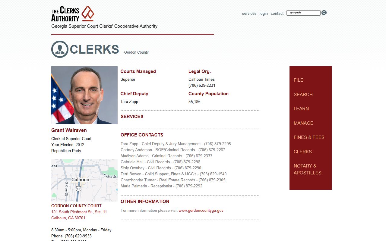 Gordon County Clerk of Superior Court GSCCCA profile