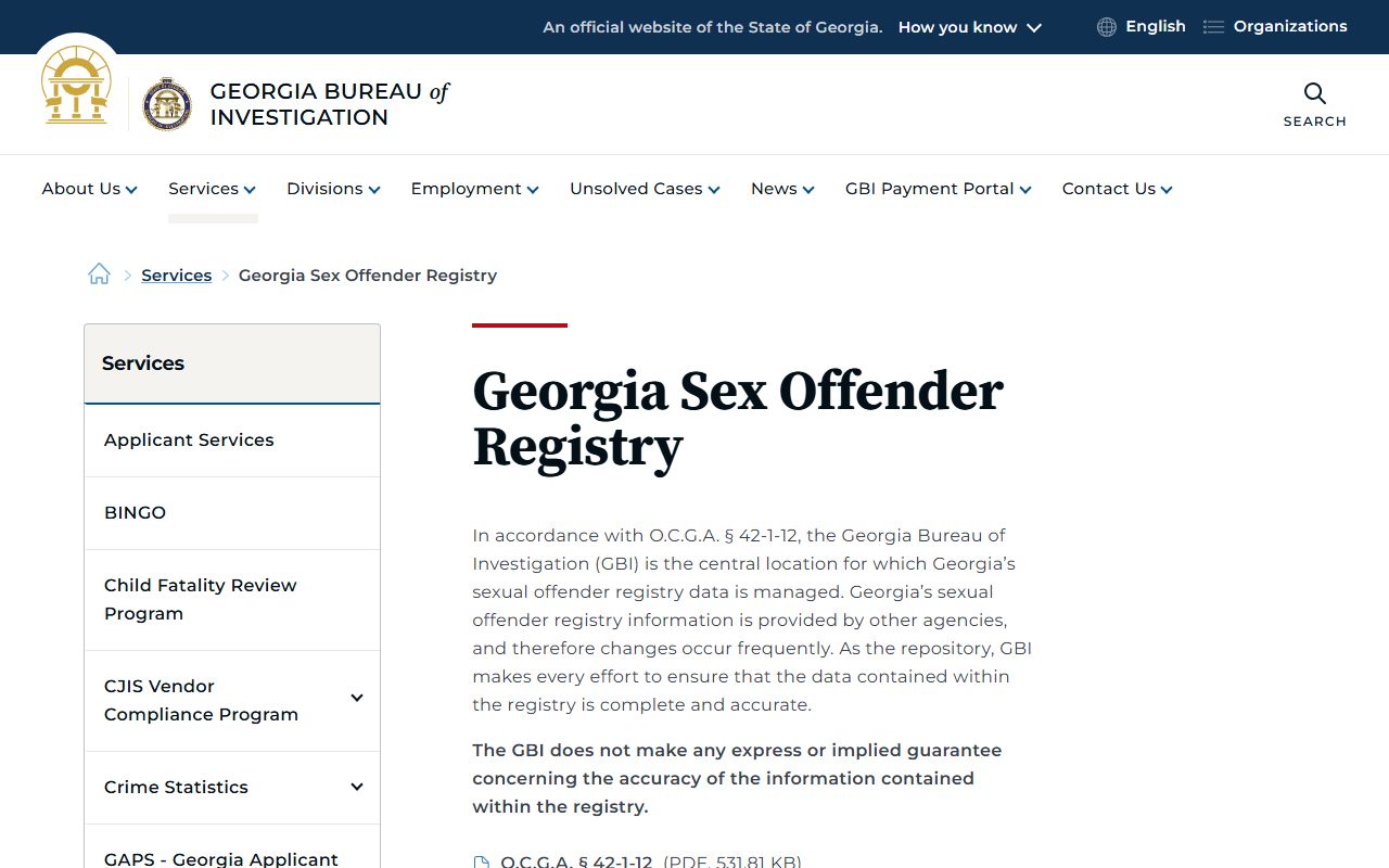 Gordon County arrest records GBI sex offender registry information