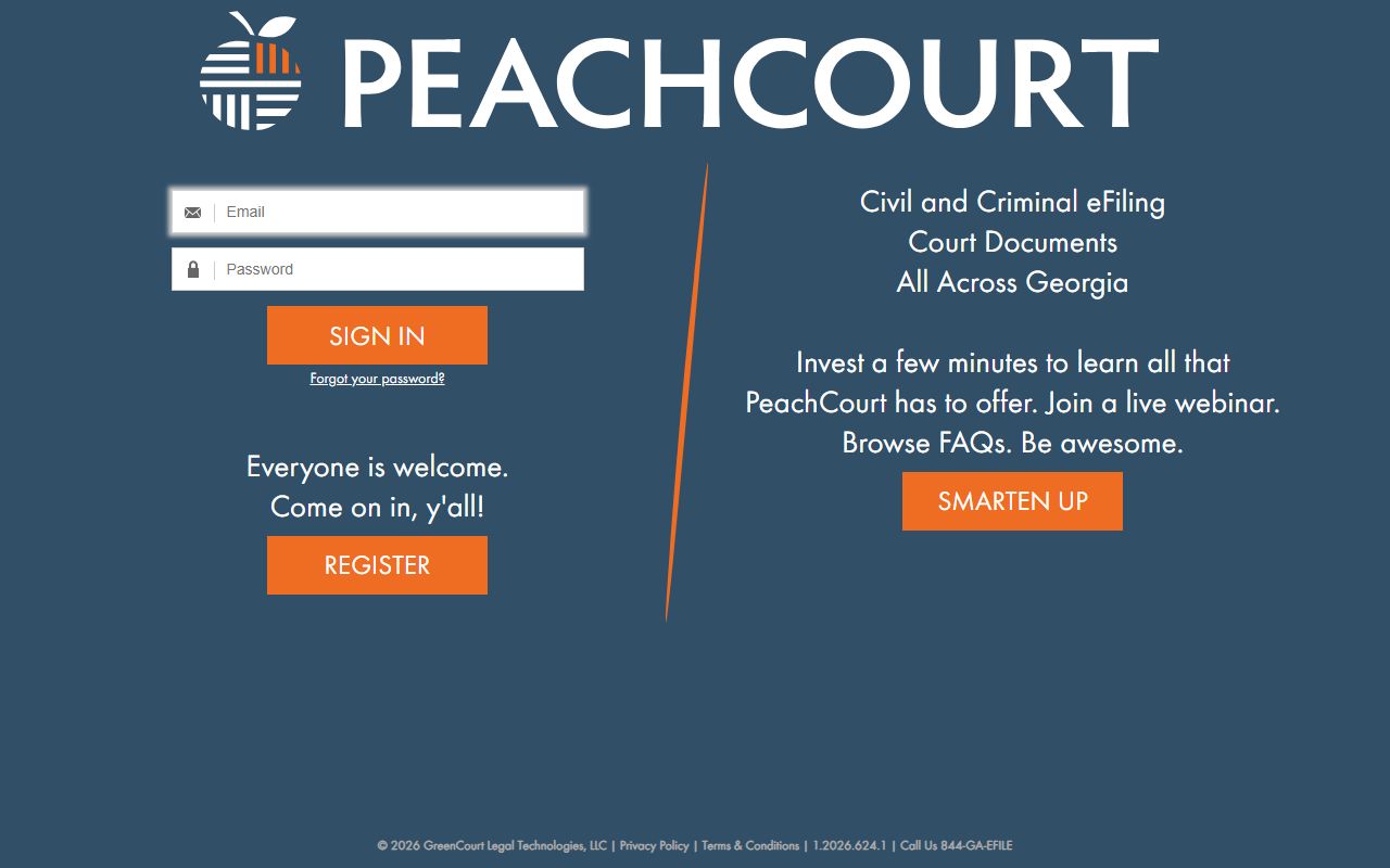 Gordon County court dockets PeachCourt e-filing page