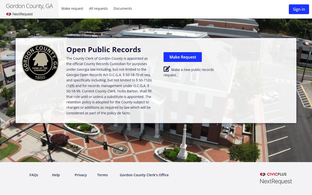 Gordon County court records NextRequest public records portal