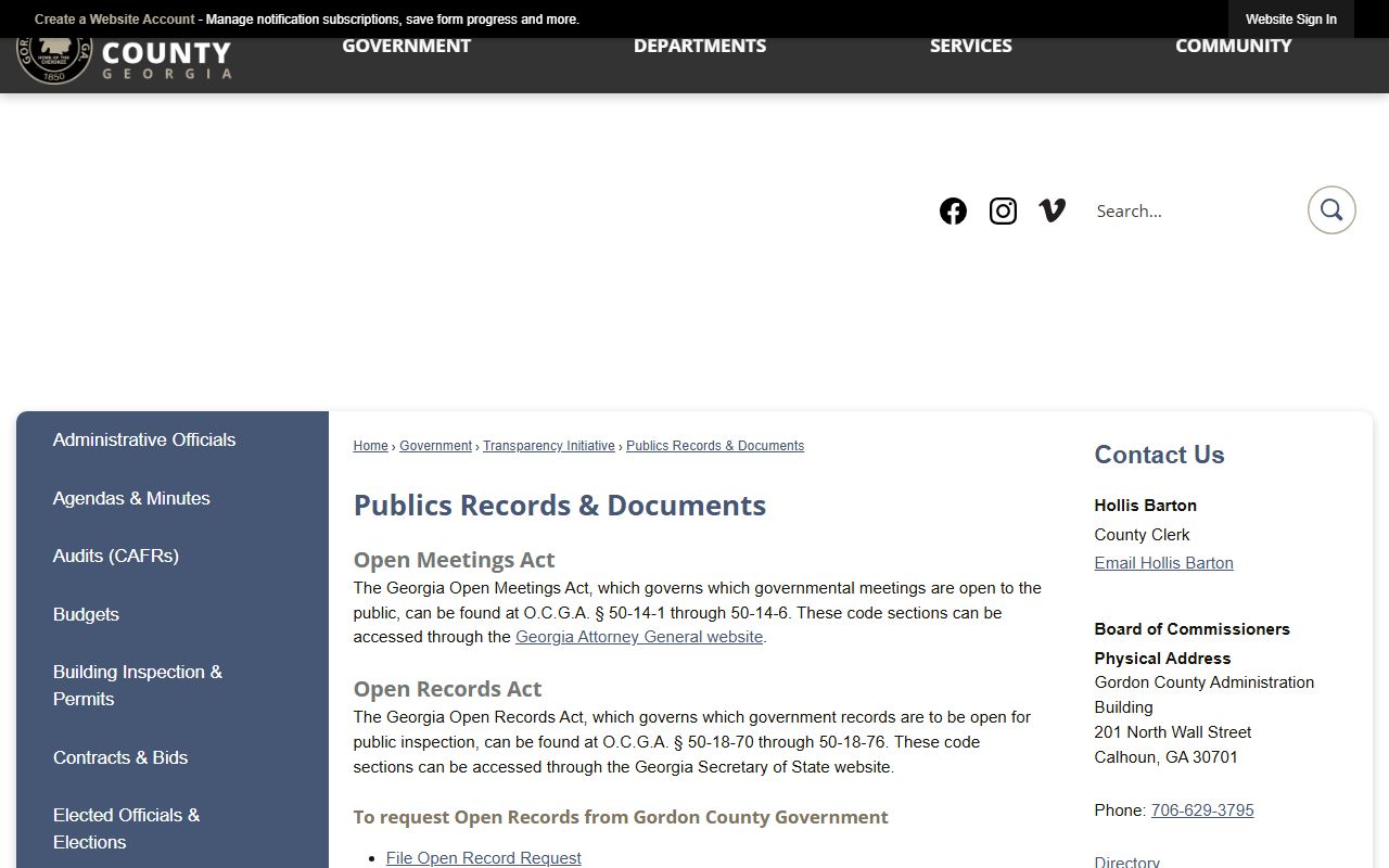 Gordon County court records public records and documents page
