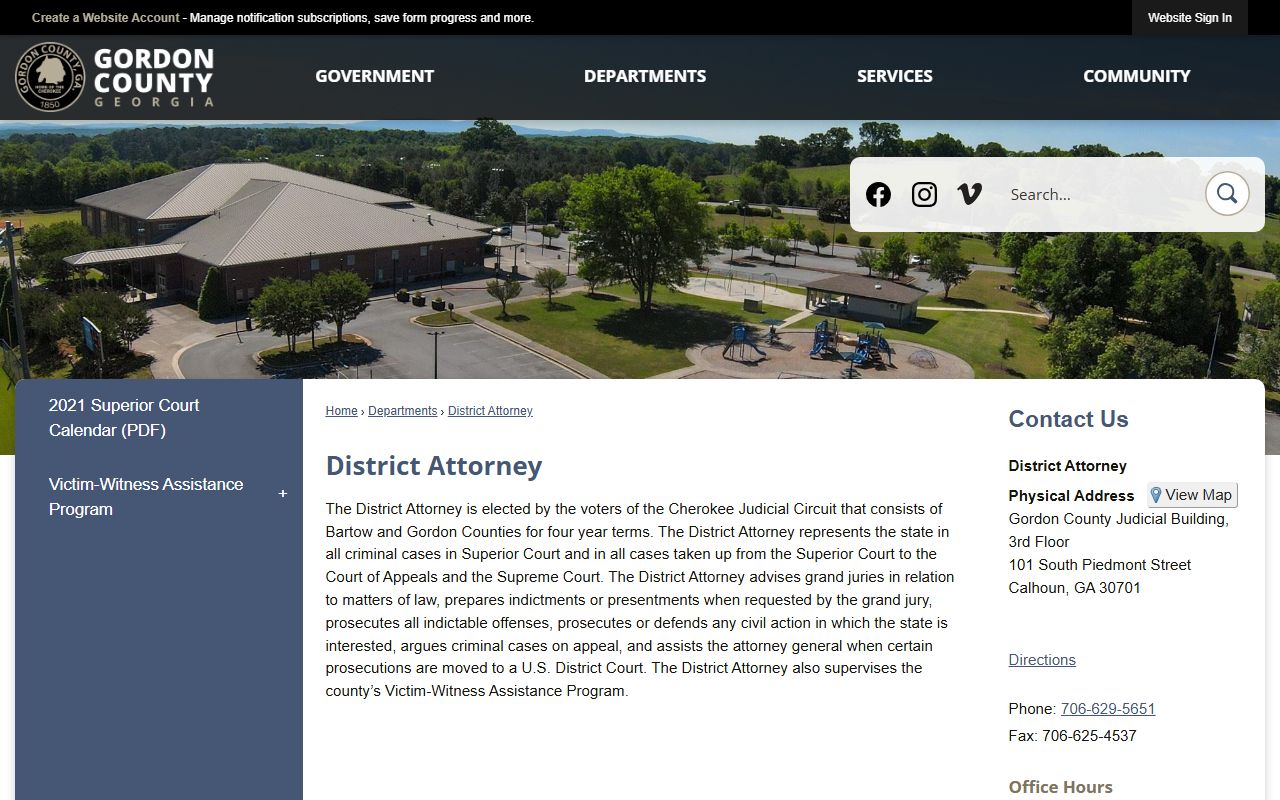 Gordon County Superior Court District Attorney page