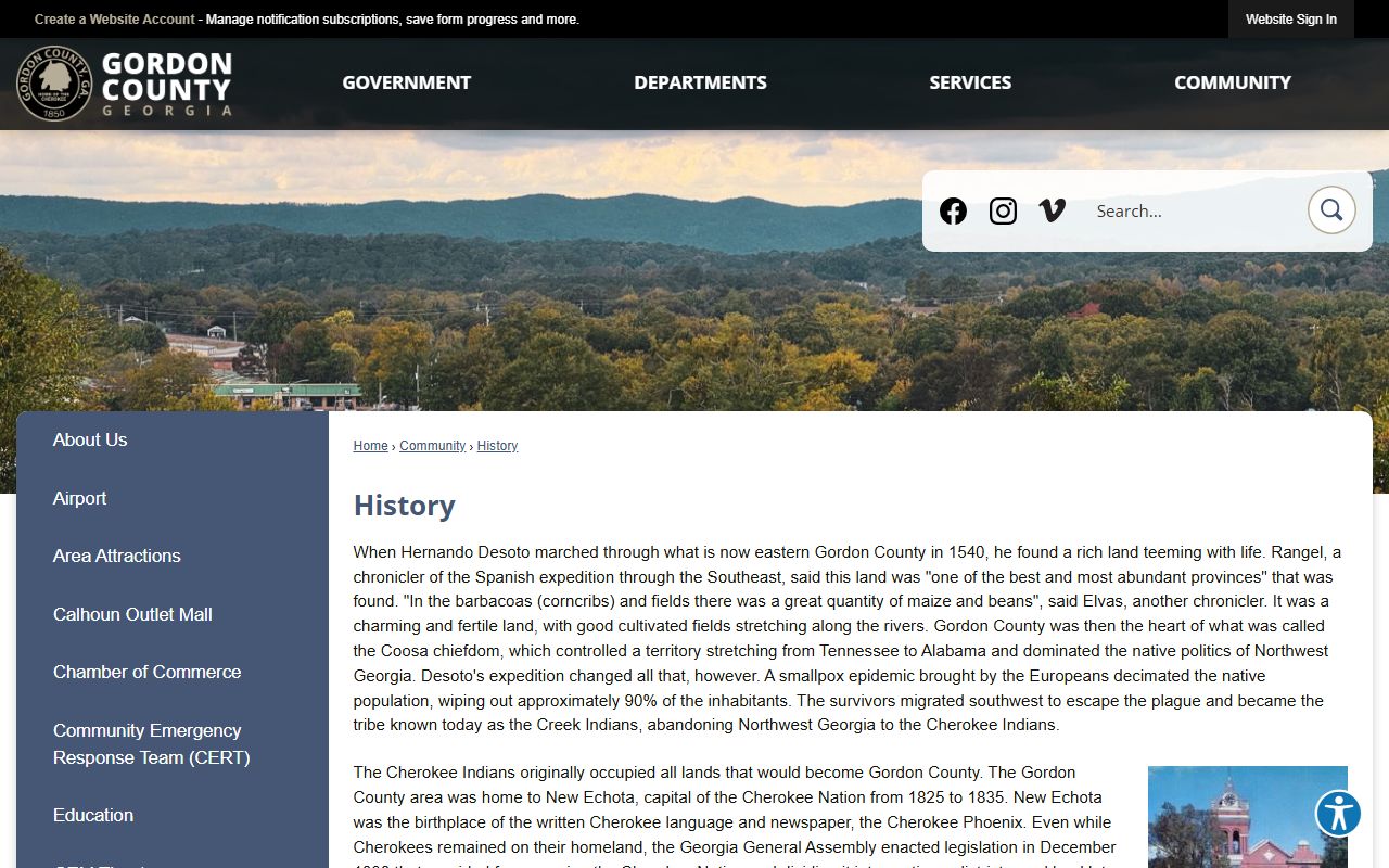 Gordon County court records county history