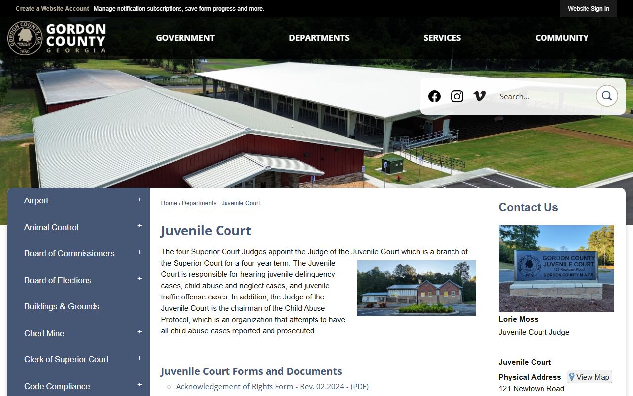 Gordon County court records juvenile court overview