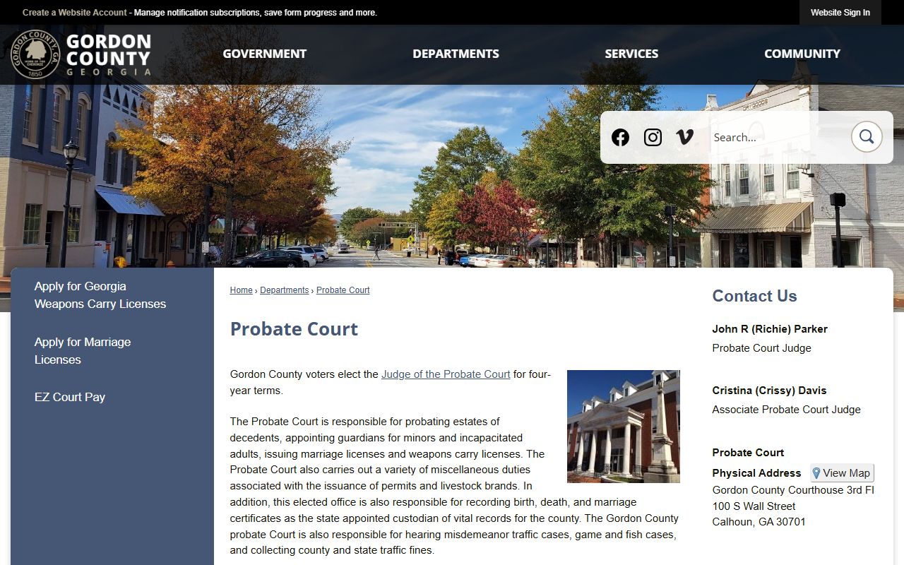 Gordon County probate court records overview
