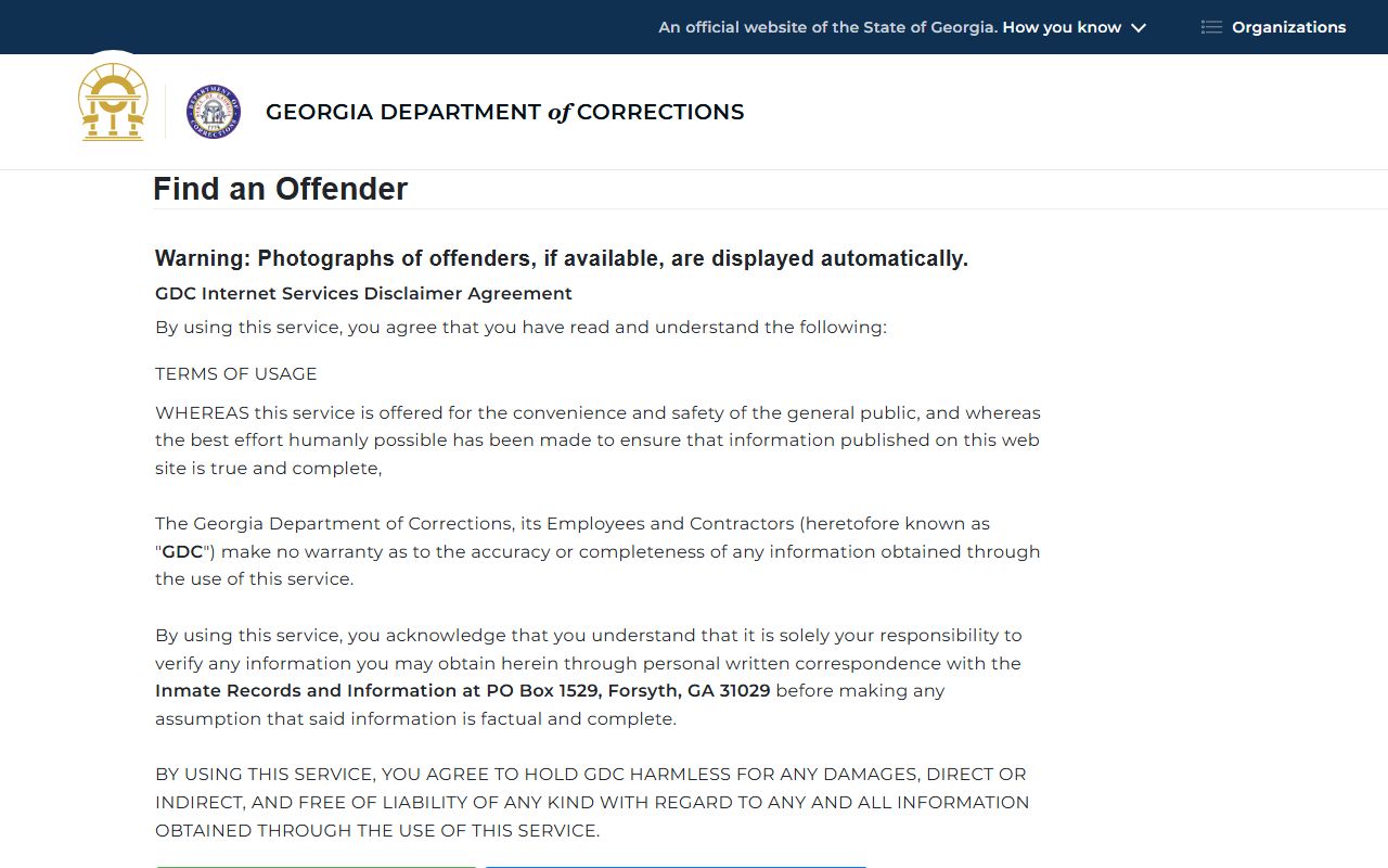 Gordon County inmate records Georgia Department of Corrections offender query