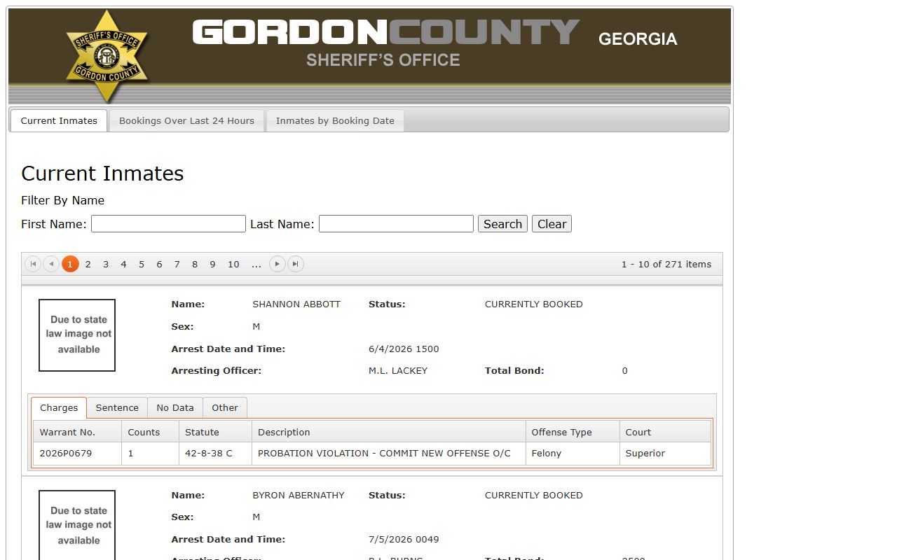 Gordon County inmate records current inmate portal