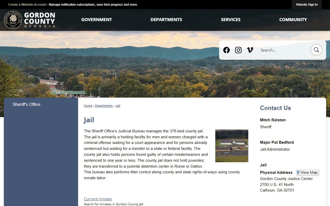 Gordon County inmate records county jail page